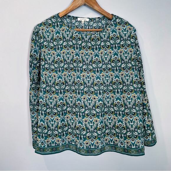 Max Studio Floral Long Sleeve Blouse Green Size Small EUC - Picture 1 of 13